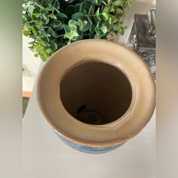 Tumbleweed Pottery Cobalt Blue Drip tall ceramic vase 9.5x5” - Picture 2 of 5